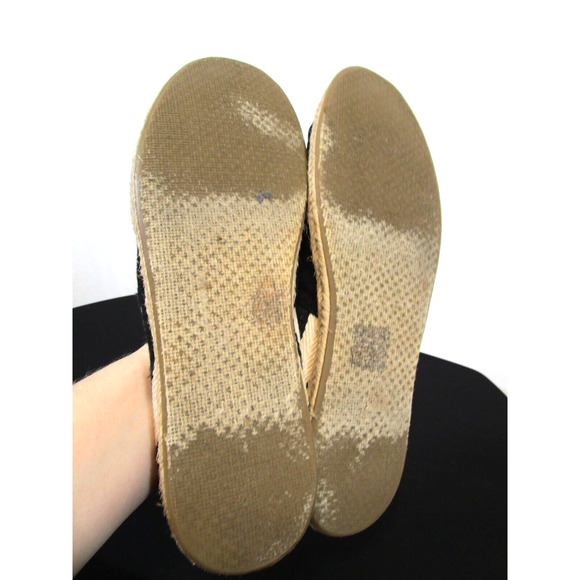 TOMS Classic Alpargata Black & Ivory Striped Canvas Slip-On Shoes Women Sz 10 - Picture 8 of 10